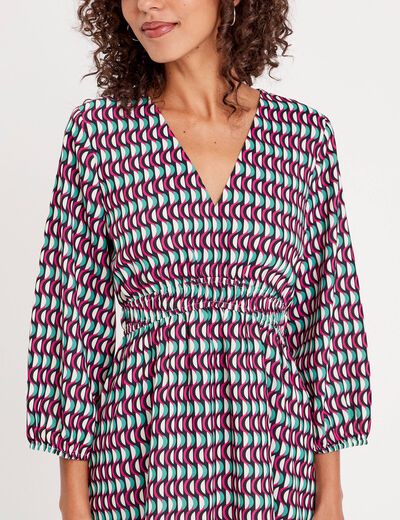 Robe évasée manches 3/4 noir femme