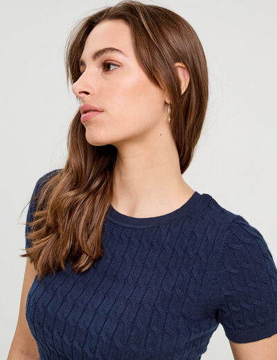 T-shirt manches courtes bleu marine femme
