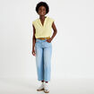 Blouse droite sans manches col v jaune pastel femme