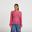 Blouse en dentelle manches longues vieux rose femme