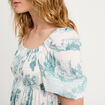 Robe midi évasée smockée ecru femme