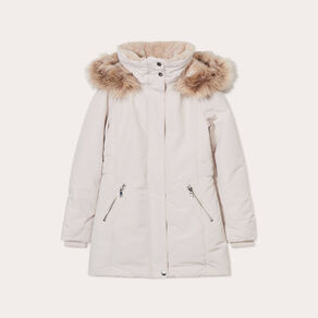 Parka droite avec capuche ecru femme