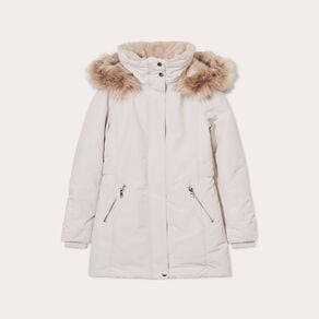 parka droite avec capuche ecru femme Parka droite avec capuche ecru femme