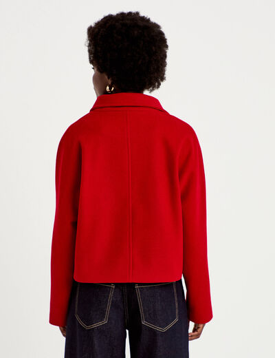 Veste chin&eacute;e col montant manches longues rouge femme