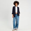 Veste blazer manches 3/4 bleu marine femme