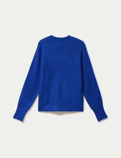 Gilet ajust&eacute; col v manches longues bleu electrique femme