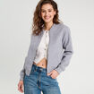 Veste teddy zippée gris clair femme
