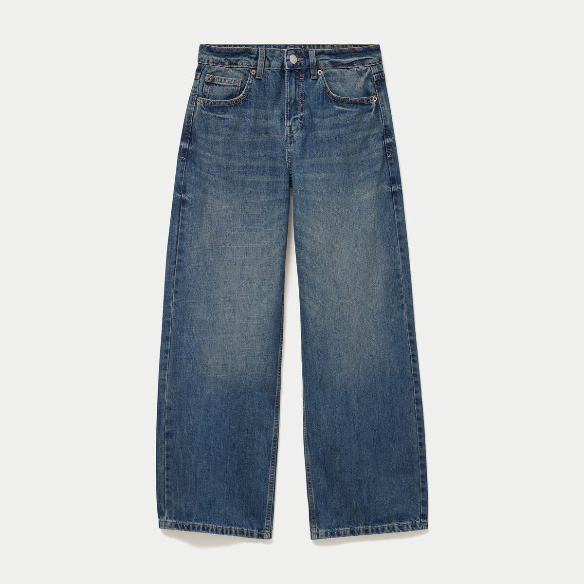 Jean wide leg taille basse denim double stone femme