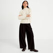 Pull col montant manches longues ivoire femme