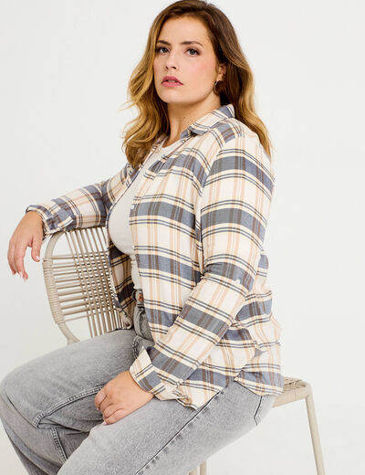 Chemise manches longues bleu femme
