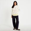 Gilet sans manches effet polaire col v ecru femme