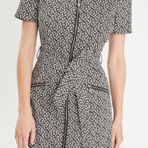 Robe droite zippée ceinturée noir femme