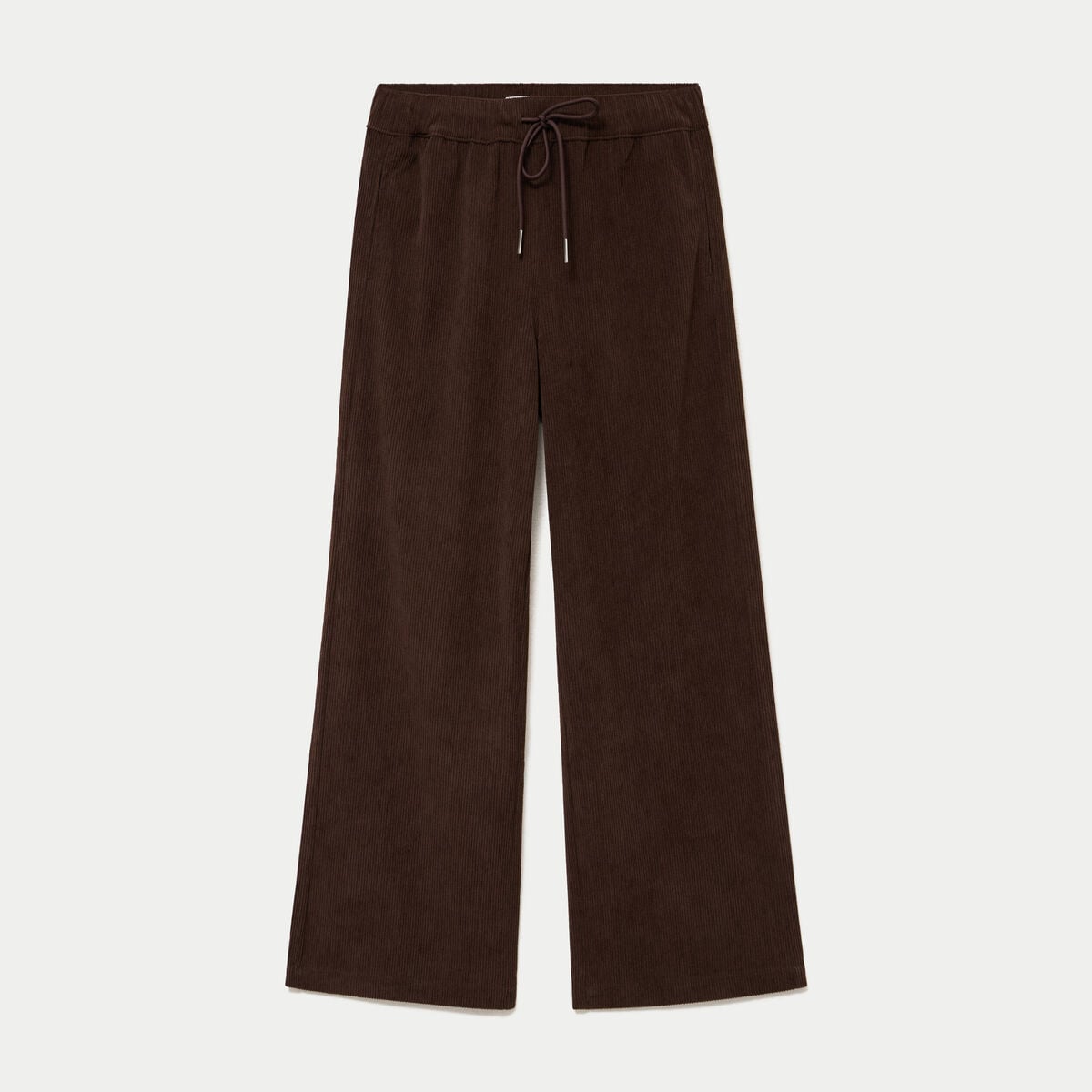 Pantalon bootcut taille standard velours marron fonc&eacute; femme