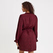 Robe droite ceintur&eacute;e rouge fonc&eacute; femme