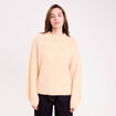 Pull oversize col rond manches longues jaune paille femme