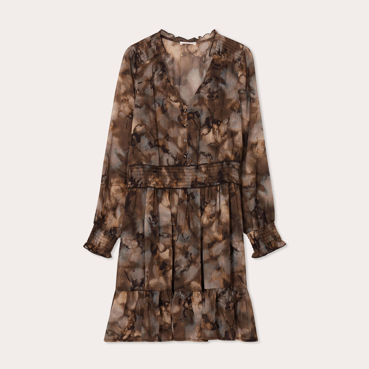 Robe patineuse smockée gris femme