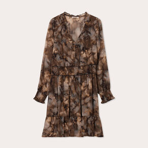 Robe patineuse smockée gris femme