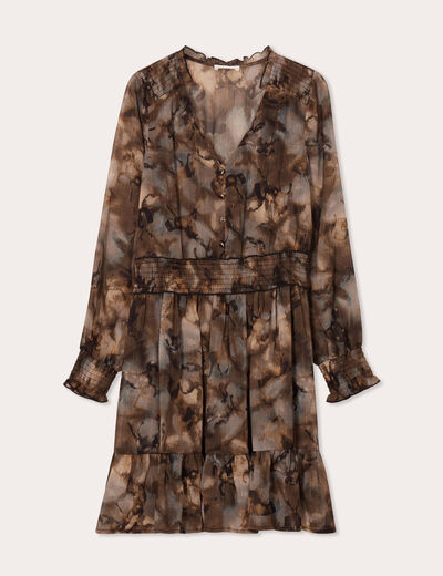 Robe patineuse smockée gris femme