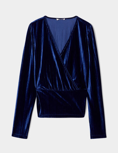 T-shirt velours bleu foncé femme