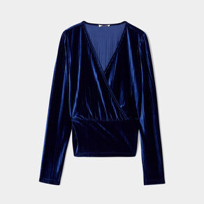 t shirt velours bleu fonce femme T-shirt velours bleu foncé femme