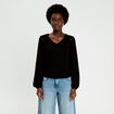 Blouse macram&eacute; bas &eacute;lastiqu&eacute; noir femme