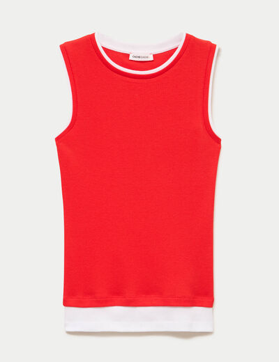 D&eacute;bardeur ajust&eacute; col rond rouge femme