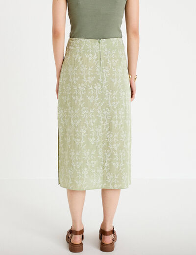 Jupe &eacute;vas&eacute;e longueur 3/4 vert femme