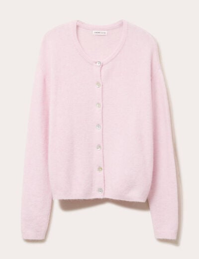 Gilet manches longues rose clair femme