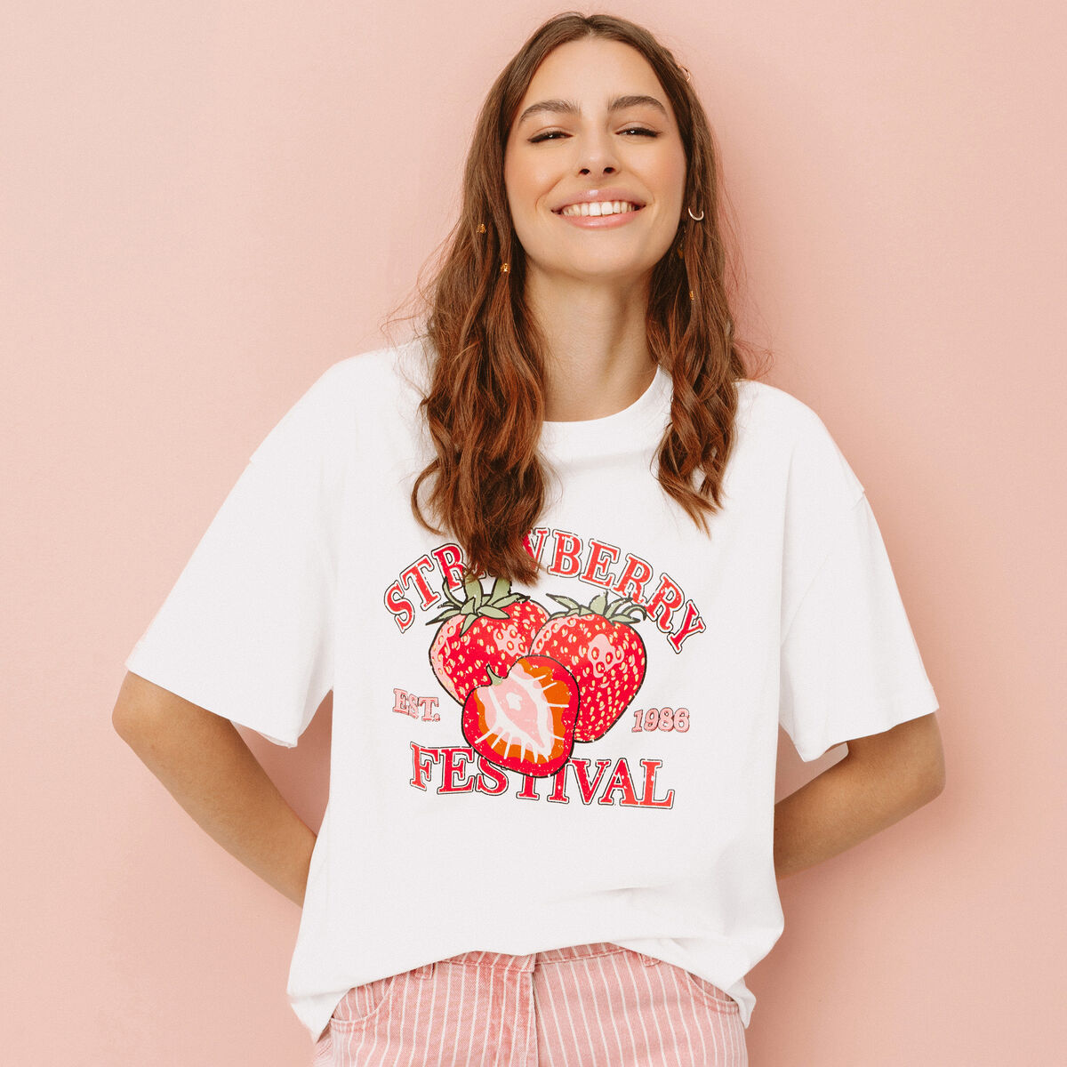 T-shirt manches courtes ecru femme