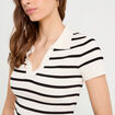 Pull manches courtes col polo blanc femme