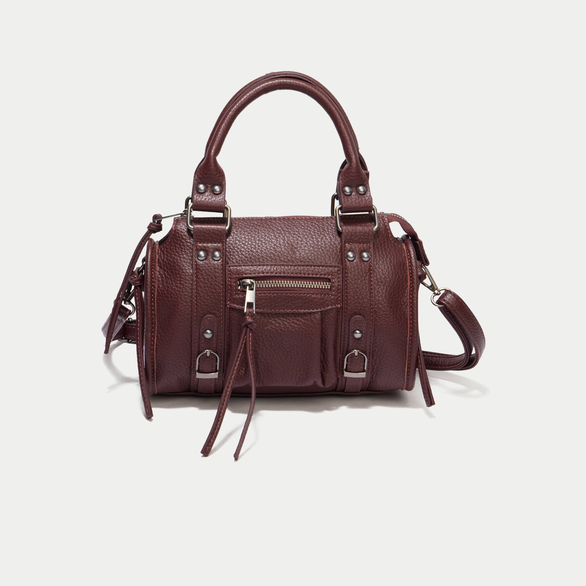 Sac port&eacute; main bordeaux femme