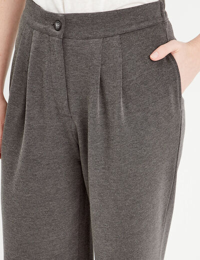 Pantalon city large fluide gris clair femme