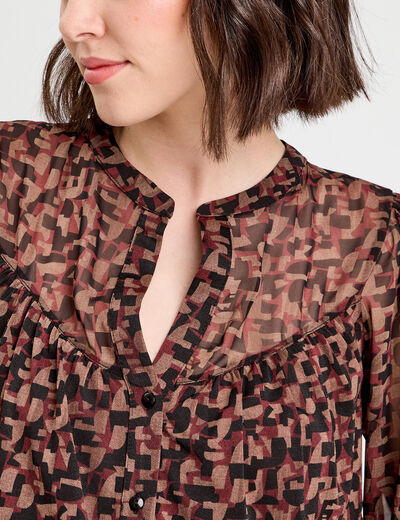 Blouse manches longues marron femme