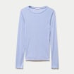 T-shirt ajust&eacute; col rond manches longues bleu clair femme