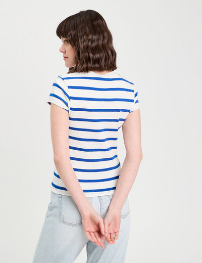 T-shirt manches courtes bleu femme