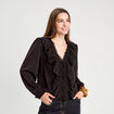 Blouse avec volants noir femme