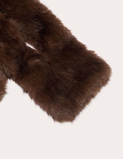 &Eacute;charpe en fausse fourrure marron fonc&eacute; femme