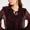 Blouse voile transparent paillet&eacute; violet fonc&eacute; femme