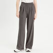 Pantalon city large fluide gris clair femme