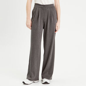 Pantalon city large fluide gris clair femme