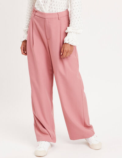 Pantalon jambe large rose femme