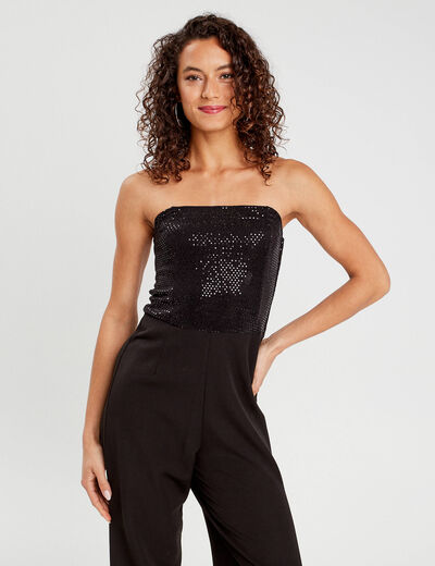 Combinaison pantalon sequins noir femme