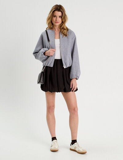 Jupe évasée effet boule noir femme