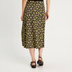 Jupe midi droite boutonnée noir femme