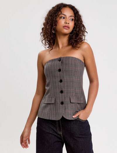 Bustier cintr&eacute; gris fonc&eacute; femme