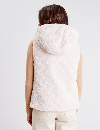 Veste droite à capuche ecru femme