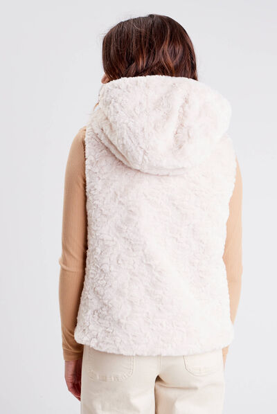 Veste droite à capuche ecru femme