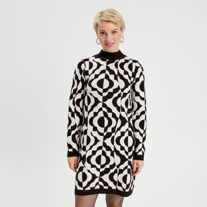 Robe pull droite col montant blanc femme