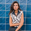 Veste sans manches col montant noir femme