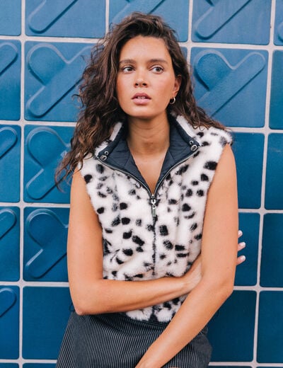 Veste sans manches col montant noir femme